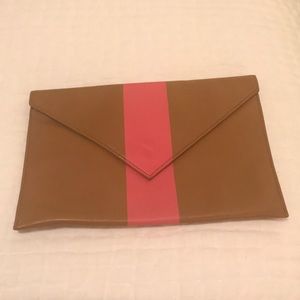 J. Crew Factory Tan Pink Envelope Clutch